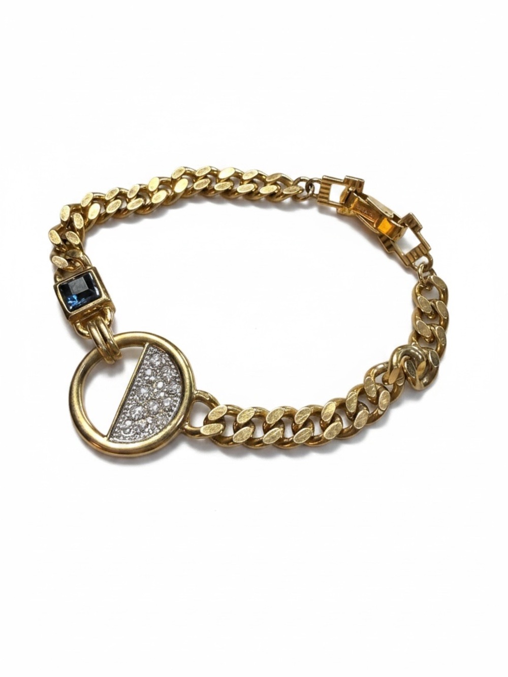 Vintage Lanvin Germany Gold Tone Crystal Rhinestone Statement Bracelet